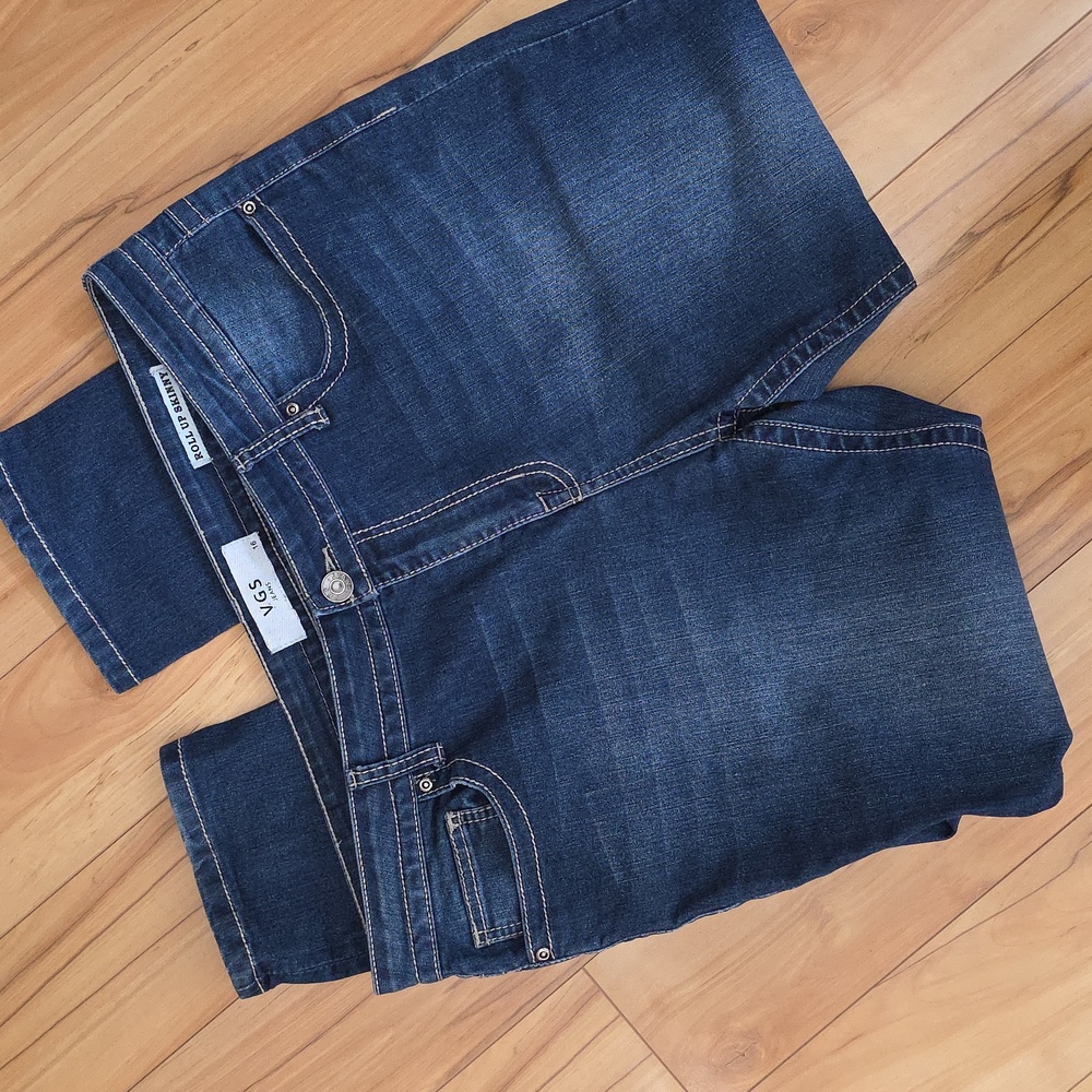 VGS Roll Up Skinny Jean with Tan Decorative Stitching Size 16 - Picture 2 of 10